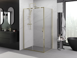 Mexen Exo-S sliding shower enclosure 90 x 80 cm, transparent, gold - 8151-090-080-50-00