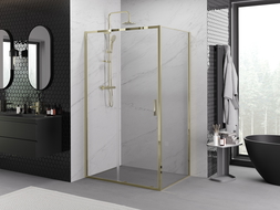 Mexen Exo sliding shower enclosure 145 x 90 cm, transparent, gold - 8151-145-090-50-00