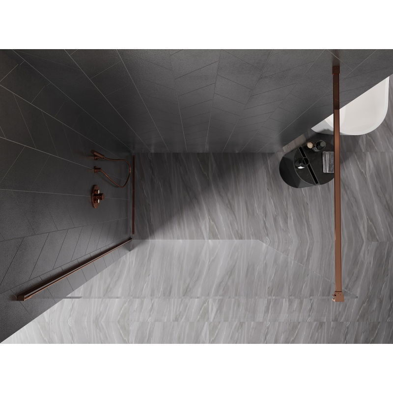 Mexen Kioto-X Walk-in Shower Wall 90 x 200 cm, Transparent 10 mm, Rose Gold - 800-090-101-60-00-X