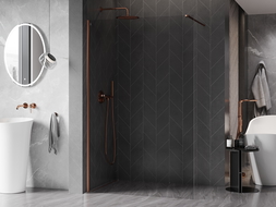 Mexen Kioto-X Walk-in Shower Wall 110 x 200 cm, Transparent 10 mm, Rose Gold - 800-110-101-60-00-X