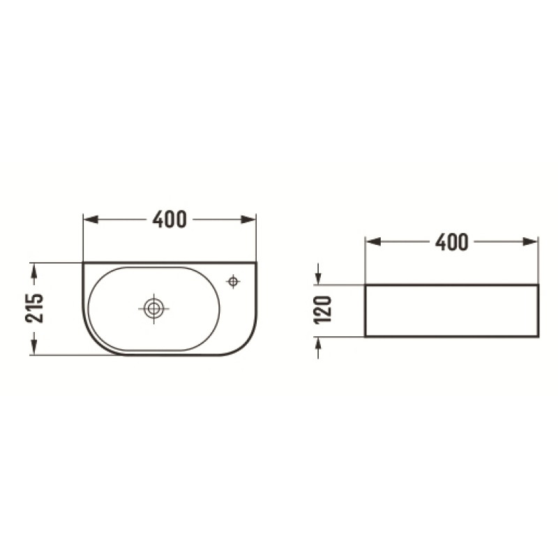 Mexen Viera countertop sink left 40 x 21 cm, matte black - 21274085L