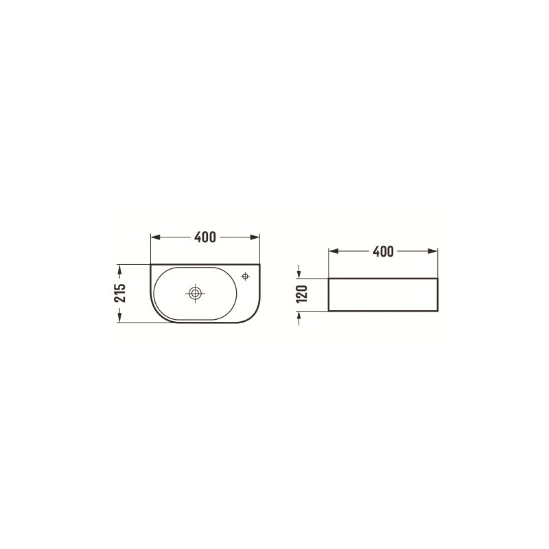 Mexen Viera left countertop washbasin 40 x 21 cm, matte black - 21274085L