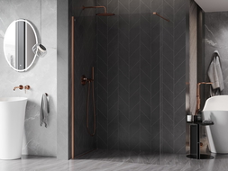 Mexen Kioto-X Walk-in Shower Screen 140 x 200 cm, Transparent 10 mm, Brushed Copper - 800-140-101-65-00-X