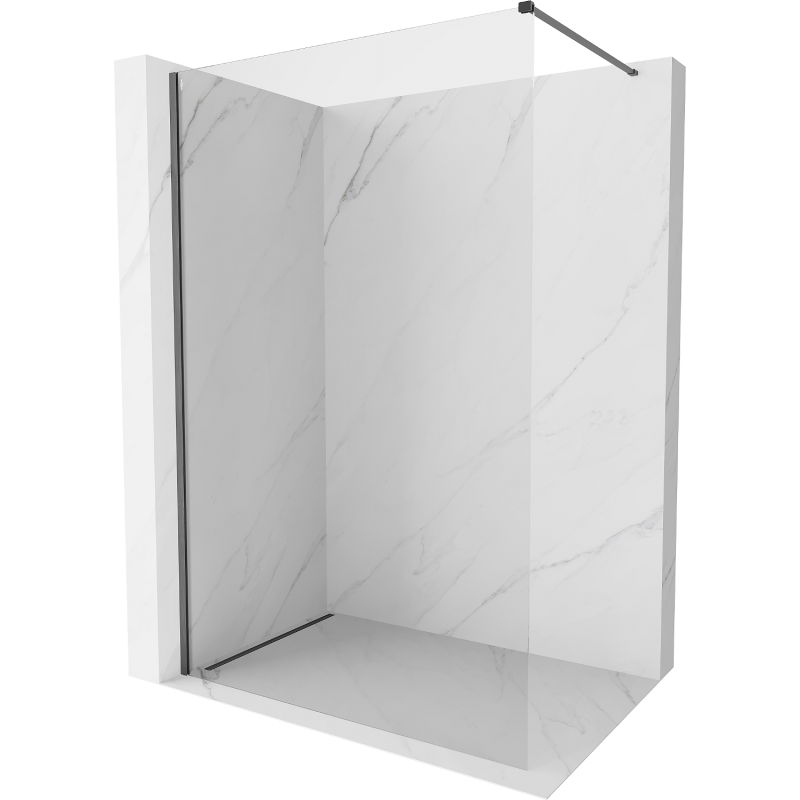 Mexen Kioto-X Walk-in Shower Wall 120 x 200 cm, Transparent 10 mm, Brushed Gun Gray - 800-120-101-66-00-X