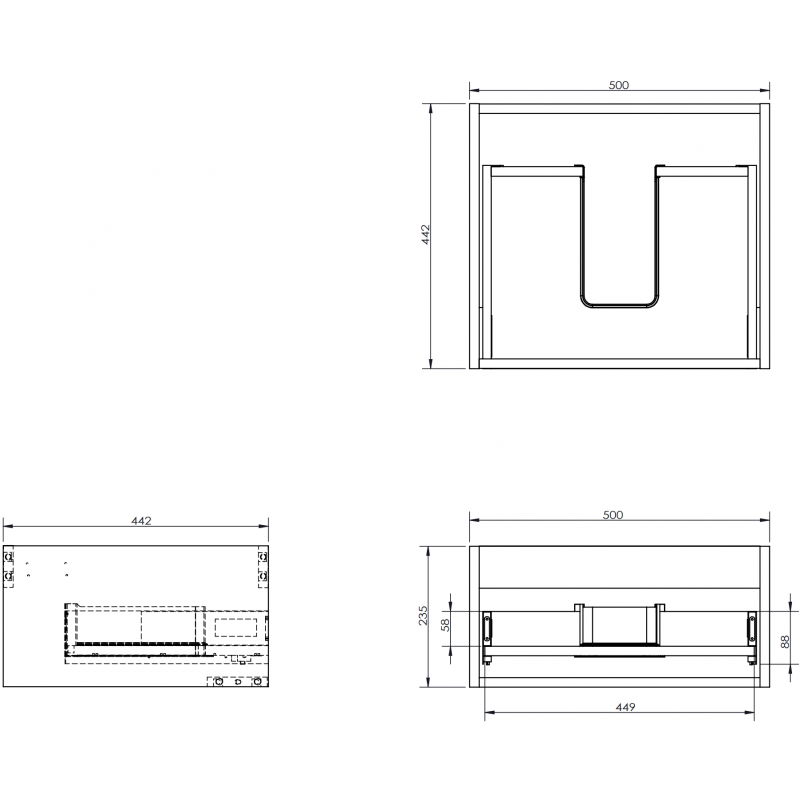 Mexen Box-A under-sink cabinet body 50 cm, 1 drawer, matte graphite - 91AX0-0500-235-1-66