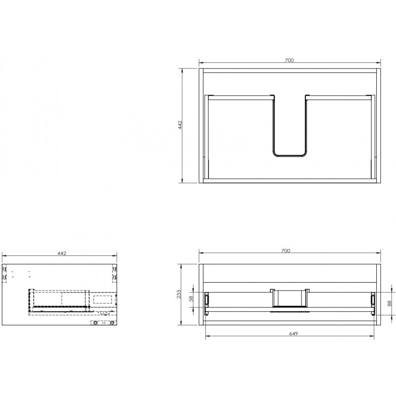 Mexen Box-A Cabinet Unit 70 cm, 1 Drawer, White Gloss - 91AX0-0700-235-1-00
