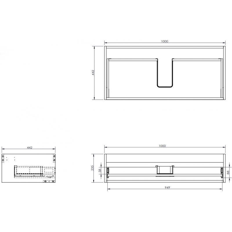 Mexen Box-A vanity cabinet corpus 100 cm, 1 drawer, white gloss - 91AX0-1000-235-1-00