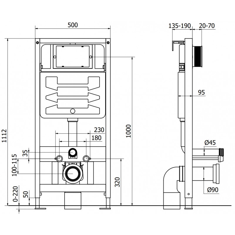 Mexen Fenix Air Slim pneumatic concealed toilet frame - 6A100