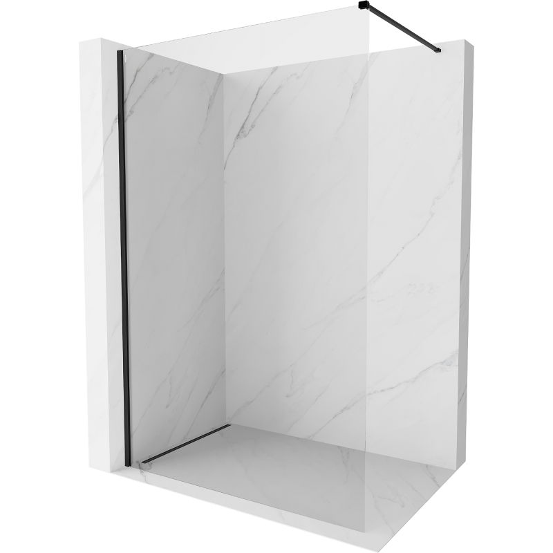 Mexen Kioto-X Walk-in Shower Wall 130 x 200 cm, Transparent 10 mm, Black - 800-130-101-70-00-X