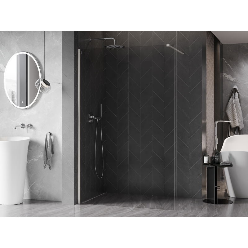 Mexen Kioto-X Walk-in Shower Wall 80 x 200 cm, Transparent 10 mm, Brushed Nickel - 800-080-101-97-00-X