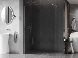 Mexen Kioto-X Shower Wall Walk-in 100 x 200 cm, Transparent 10 mm, Brushed Nickel - 800-100-101-97-00-X