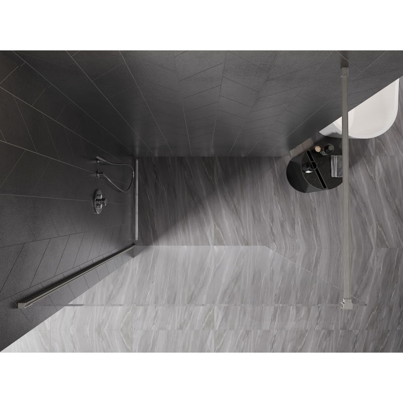 Mexen Kioto-X Walk-in Shower Wall 130 x 200 cm, Transparent 10 mm, Brushed Nickel - 800-130-101-97-00-X