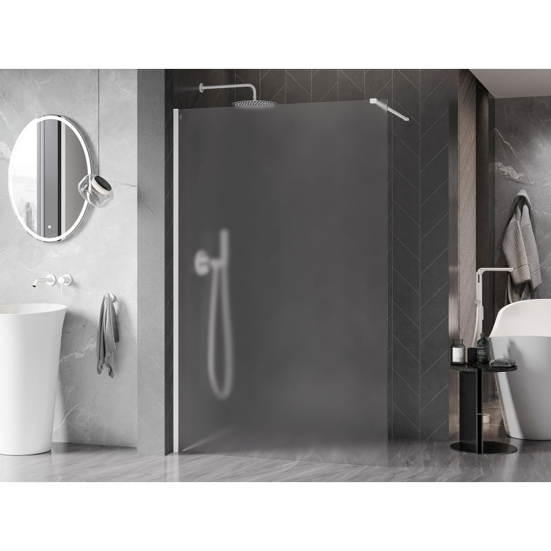 Mexen Kioto-X Walk-in Shower Wall 130 x 200 cm, Frosted 10 mm, White - 800-130-101-20-30-X