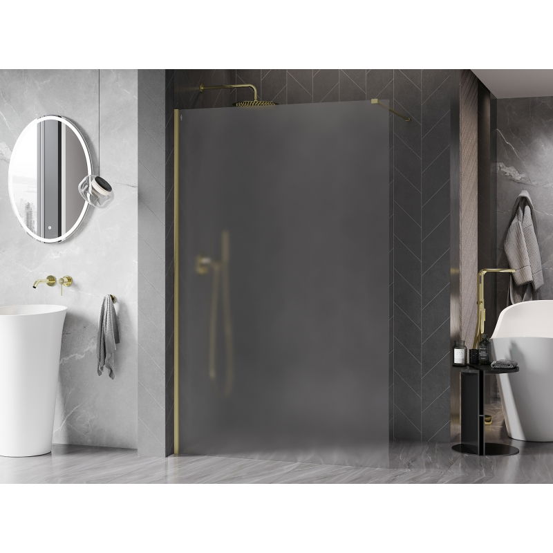 Mexen Kioto-X Walk-in Shower Screen 80 x 200 cm, Frosted 10 mm, Brushed Gold - 800-080-101-55-30-X