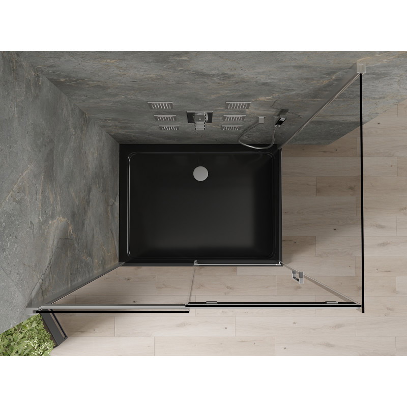 Mexen Omega sliding shower cabin 120 x 80 cm, graphite, chrome + Flat tray, black - 825-120-080-01-40-4070