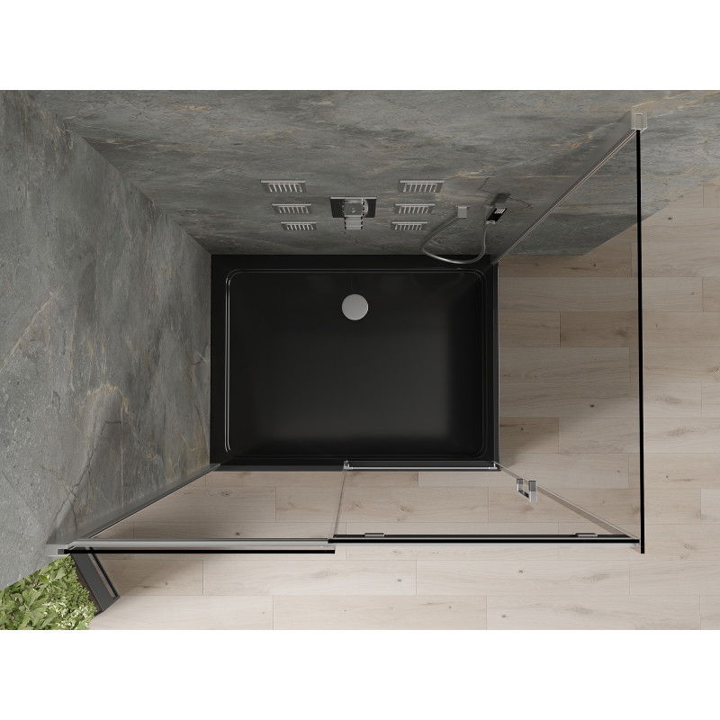 Mexen Omega sliding shower enclosure 120 x 80 cm, graphite, chrome + Flat tray, black - 825-120-080-01-40-4070