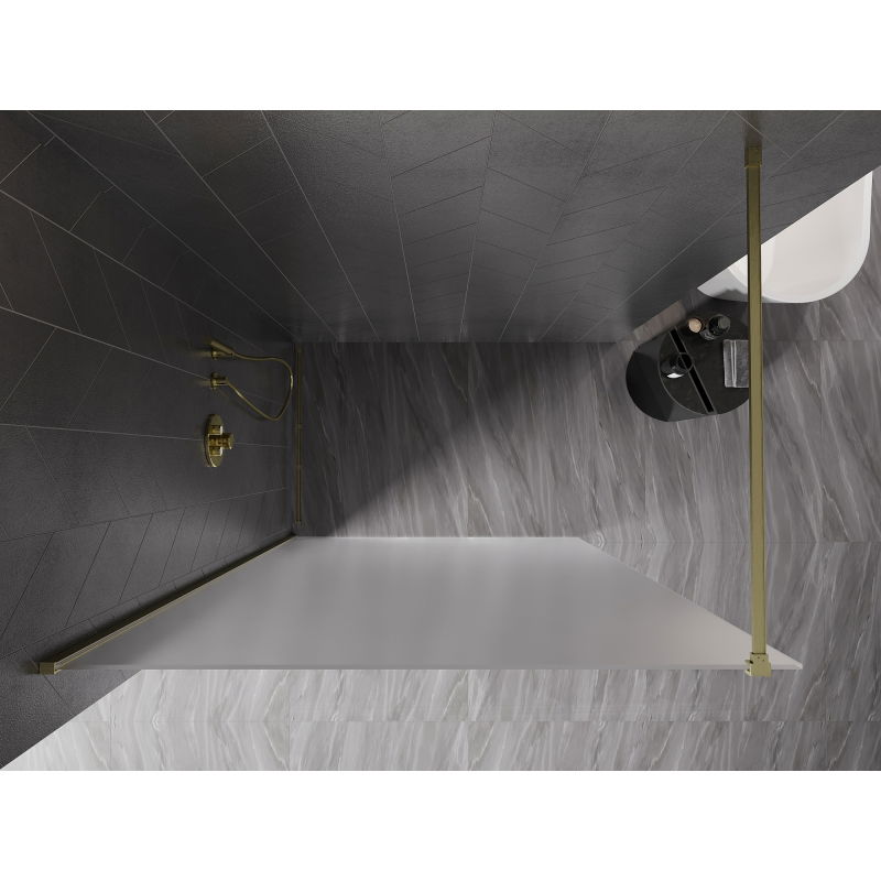 Mexen Kioto-X Walk-in Shower Wall 120 x 200 cm, Frosted 10 mm, Brushed Gold - 800-120-101-55-30-X