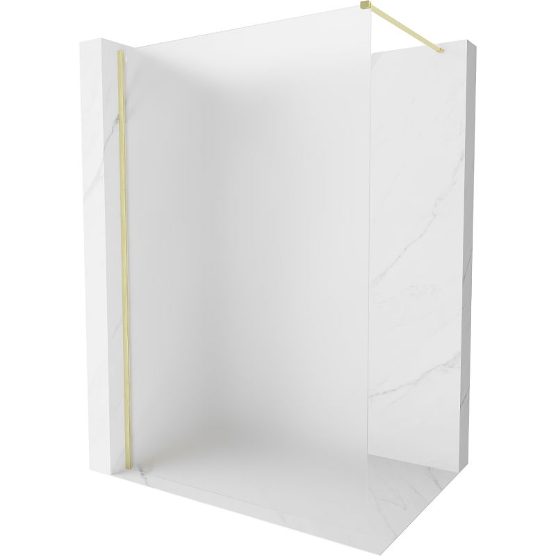 Mexen Kioto-X Walk-in Shower Wall 140 x 200 cm, Frosted 10 mm, Brushed Gold - 800-140-101-55-30-X