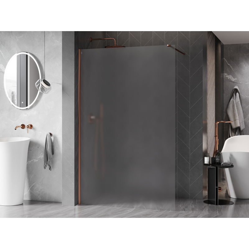 Mexen Kioto-X Walk-in Shower Wall 60 x 200 cm, Frosted 10 mm, Rose Gold - 800-060-101-60-30-X