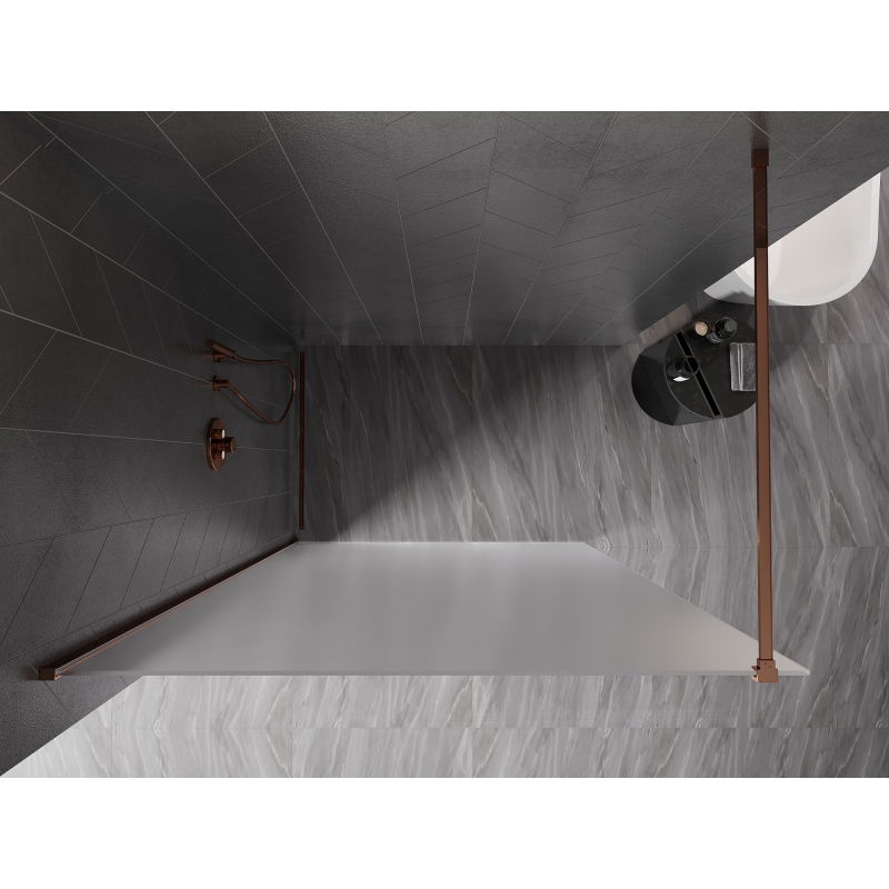 Mexen Kioto-X Walk-in Shower Wall 60 x 200 cm, Frosted 10 mm, Rose Gold - 800-060-101-60-30-X