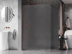 Mexen Kioto-X Walk-in Shower Wall 130 x 200 cm, Frosted 10 mm, Rose Gold - 800-130-101-60-30-X