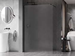 Mexen Kioto-X Walk-in Shower Wall 100 x 200 cm, Frosted 10 mm, Black - 800-100-101-70-30-X