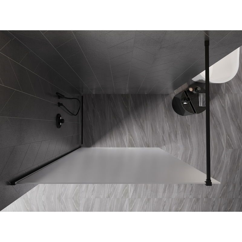 Mexen Kioto-X Walk-in Shower Wall 160 x 200 cm, Frosted 10 mm, Black - 800-160-101-70-30-X