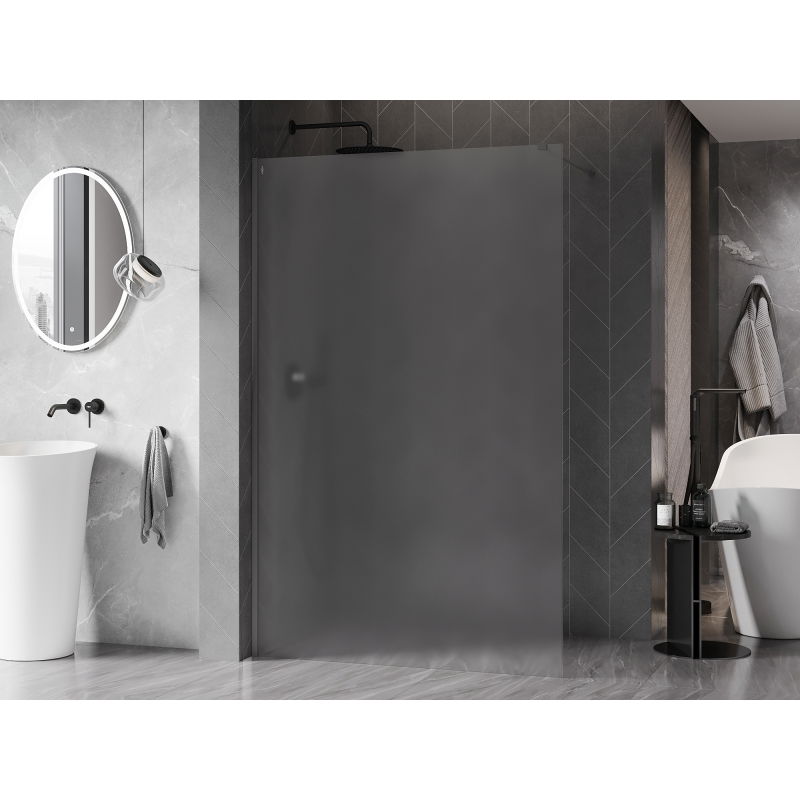Mexen Kioto-X Walk-in Shower Wall 70 x 200 cm, Frosted 10 mm, Gun Metal - 800-070-101-95-30-X