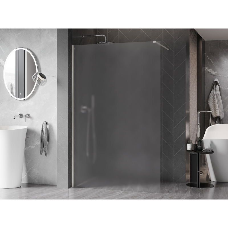 Mexen Kioto-X Walk-In Shower Wall 100 x 200 cm, Frosted 10 mm, Brushed Nickel - 800-100-101-97-30-X
