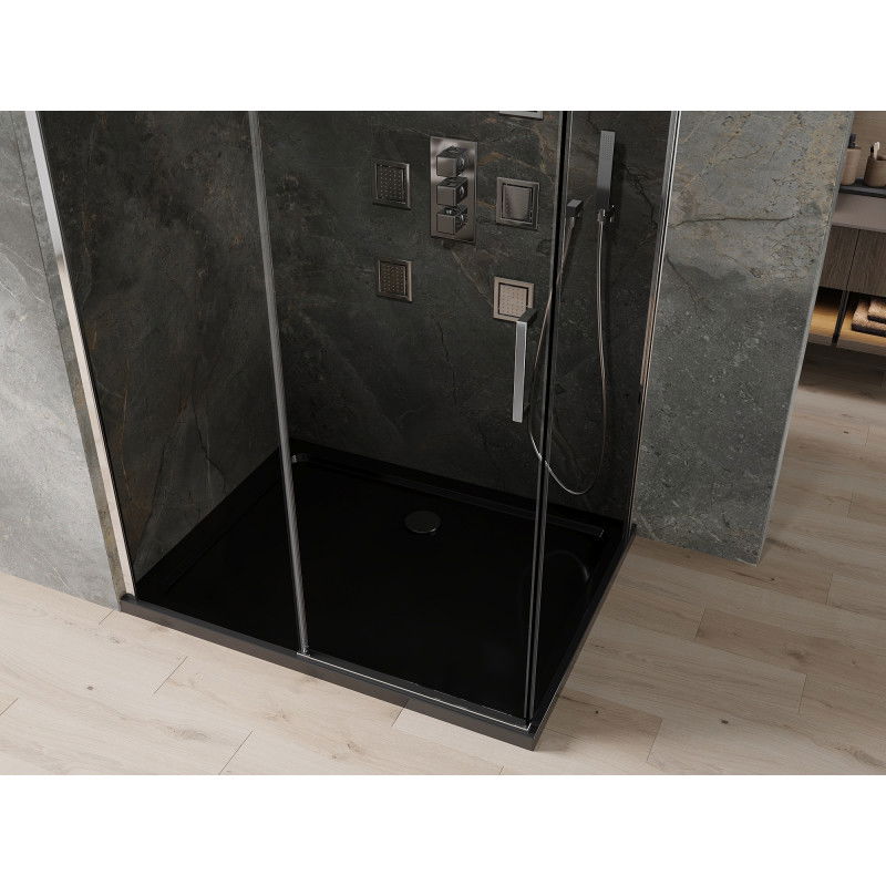 Mexen Omega Sliding Shower Cabin 120 x 90 cm, Graphite, Chrome + Flat Tray, Black - 825-120-090-01-40-4070