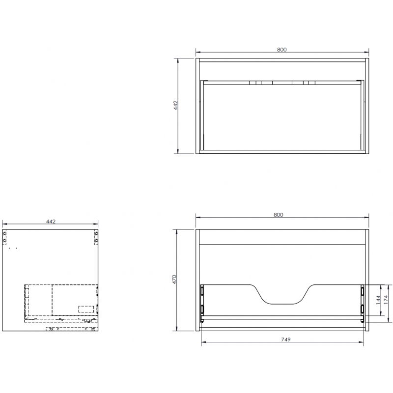 Mexen Box-A cabinet body for washbasin 80 cm, 1 drawer, white gloss - 91AX0-0800-470-1-00