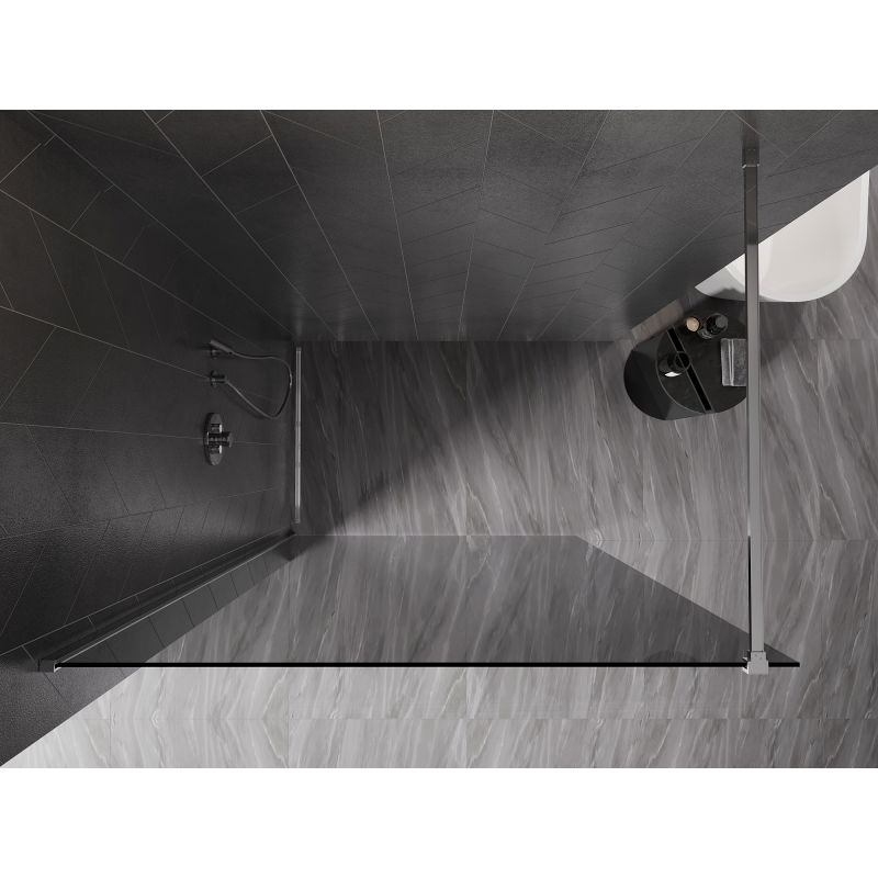 Mexen Kioto-X Walk-in Shower Wall 110 x 200 cm, Graphite 10 mm, Chrome - 800-110-101-01-40-X