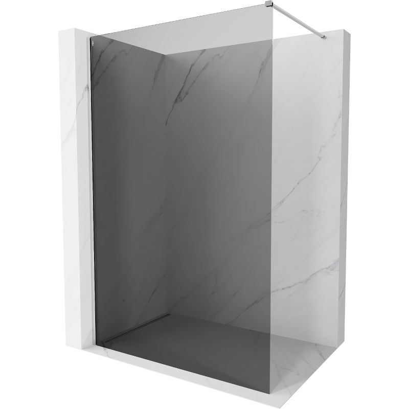 Mexen Kioto-X Walk-in Shower Wall 130 x 200 cm, Graphite 10 mm, Chrome - 800-130-101-01-40-X