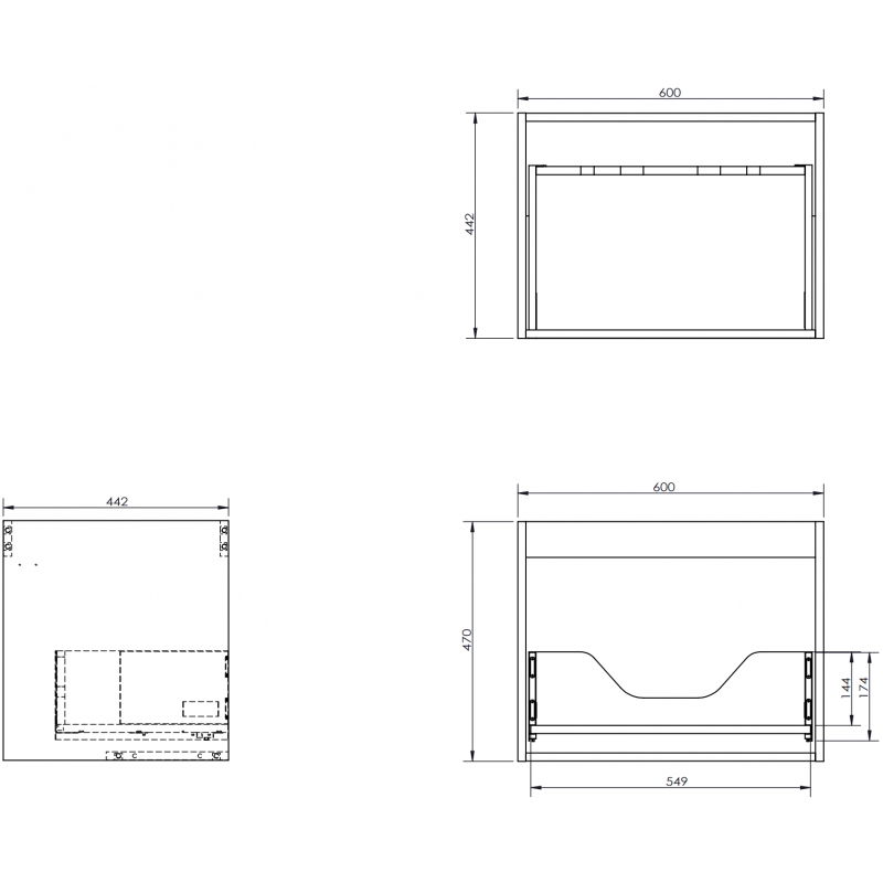 Mexen Box-A vanity unit body 60 cm, 1 drawer, white matte - 91AX0-0600-470-1-01