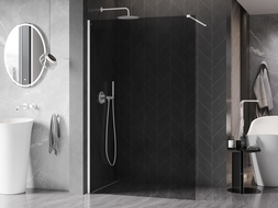 Mexen Kioto-X Walk-in Shower Wall 50 x 200 cm, Graphite 10 mm, White - 800-050-101-20-40-X