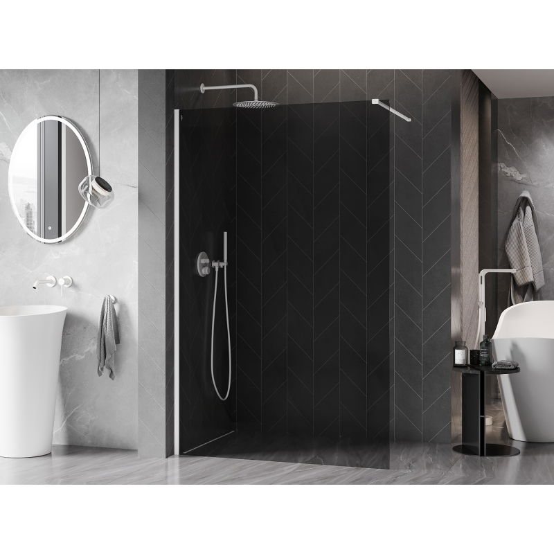 Mexen Kioto-X Walk-in Shower Screen 60 x 200 cm, Graphite 10 mm, White - 800-060-101-20-40-X