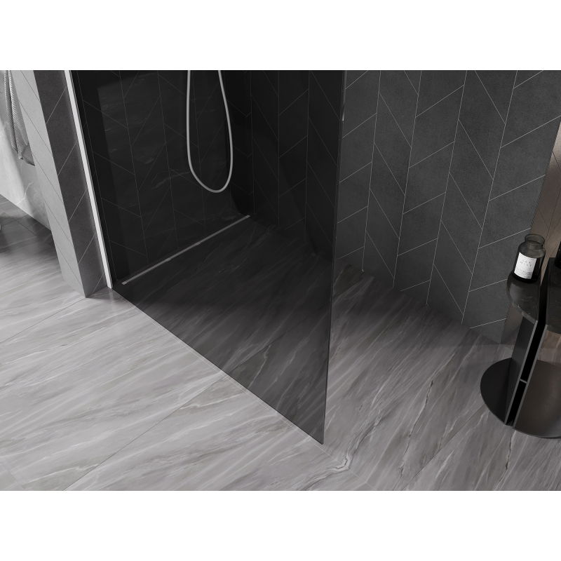 Mexen Kioto-X Walk-in Shower Panel 110 x 200 cm, Graphite 10 mm, White - 800-110-101-20-40-X