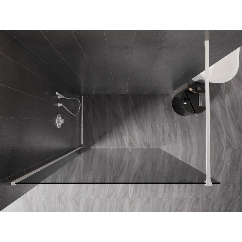 Mexen Kioto-X Walk-in Shower Wall 150 x 200 cm, graphite 10 mm, white - 800-150-101-20-40-X