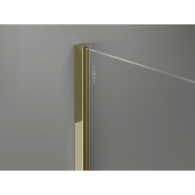 Mexen Kioto-X Walk-in Shower Wall 100 x 200 cm, Graphite 10 mm, Gold - 800-100-101-50-40-X