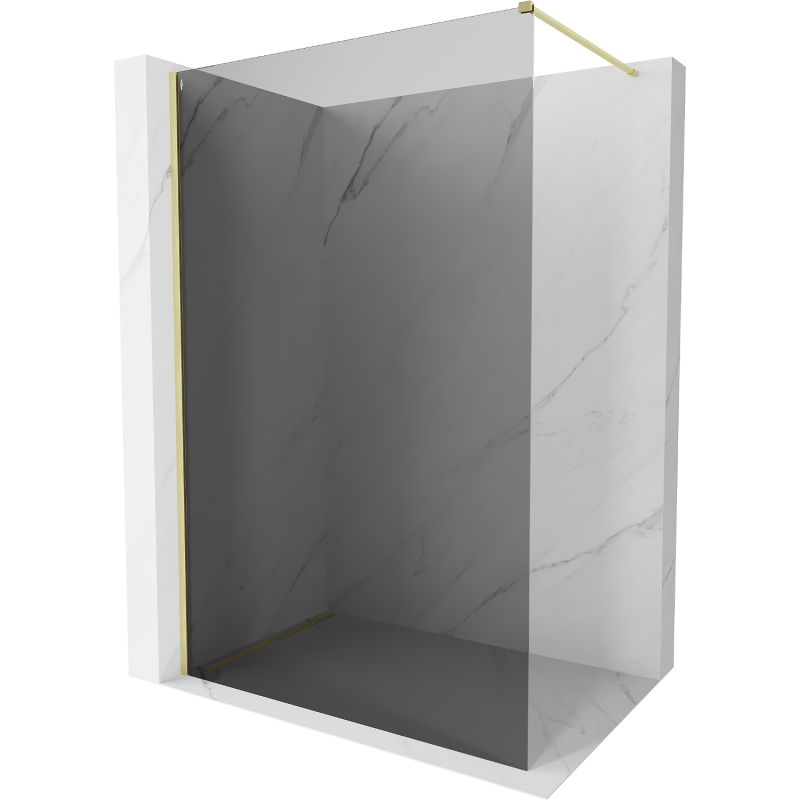 Mexen Kioto-X Walk-in Shower Screen 140 x 200 cm, Graphite 10 mm, Brushed Gold - 800-140-101-55-40-X