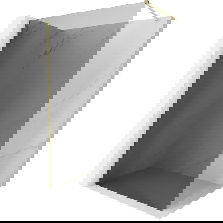 Mexen Kioto-X Walk-in Shower Screen 140 x 200 cm, Graphite 10 mm, Brushed Gold - 800-140-101-55-40-X