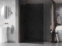 Mexen Kioto-X Walk-in Shower Wall 110 x 200 cm, Graphite 10 mm, Rose Gold - 800-110-101-60-40-X