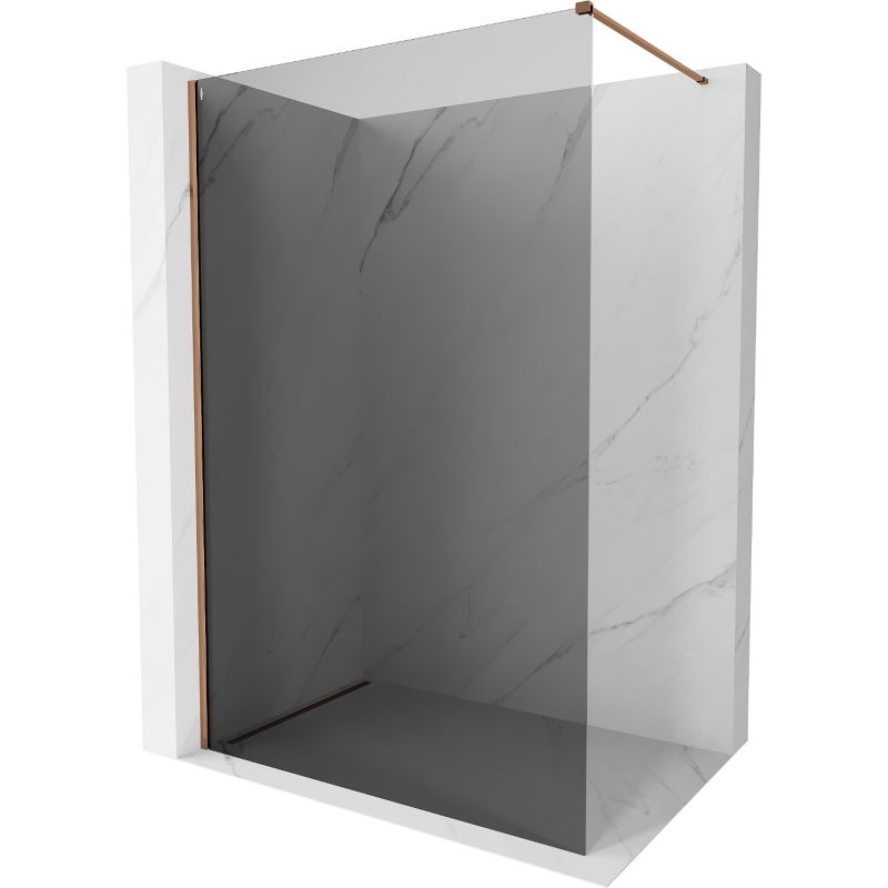 Mexen Kioto-X Walk-in Shower Wall 130 x 200 cm, Graphite 10 mm, Rose Gold - 800-130-101-60-40-X