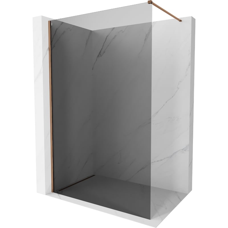 Mexen Kioto-X Walk-in Shower Screen 140 x 200 cm, Graphite 10 mm, Rose Gold - 800-140-101-60-40-X
