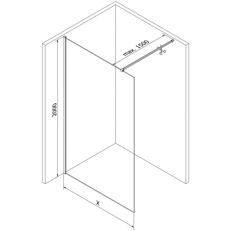 Mexen Kioto-X Walk-in Shower Wall 90 x 200 cm, Graphite 10 mm, Brushed Copper - 800-090-101-65-40-X