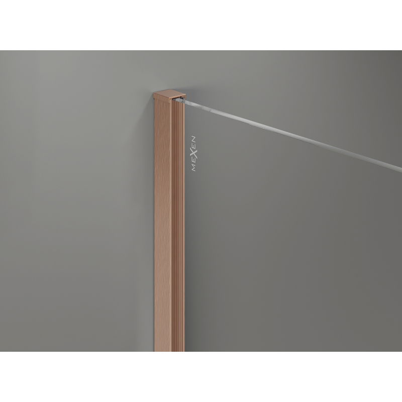 Mexen Kioto-X Walk-in Shower Wall 160 x 200 cm, Graphite 10 mm, Brushed Copper - 800-160-101-65-40-X