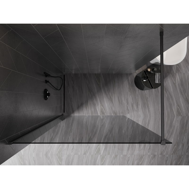 Mexen Kioto-X Walk-in Shower Wall 160 x 200 cm, Graphite 10 mm, Brushed Gun Gray - 800-160-101-66-40-X