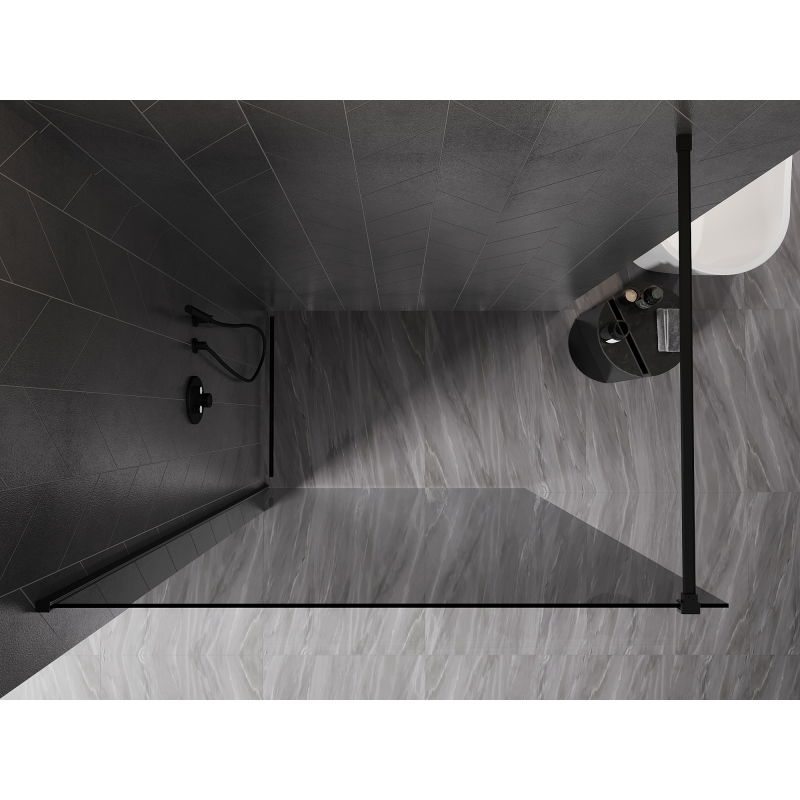 Mexen Kioto-X Walk-in Shower Wall 70 x 200 cm, Graphite 10 mm, Black - 800-070-101-70-40-X