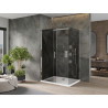 Mexen Omega sliding shower cabin 100 x 70 cm, graphite, chrome + Flat shower tray, white - 825-100-070-01-40-4010