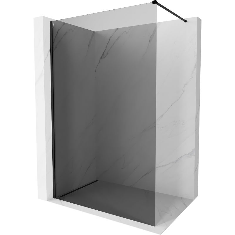 Mexen Kioto-X Walk-in Shower Wall 150 x 200 cm, Graphite 10 mm, Black - 800-150-101-70-40-X